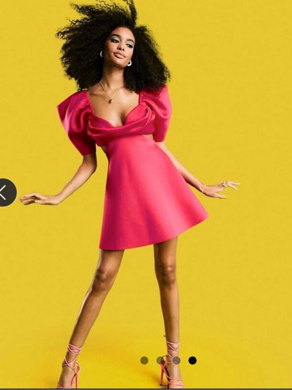 ASOS Fuschia Pink Puff-Sleeve Mini Dress